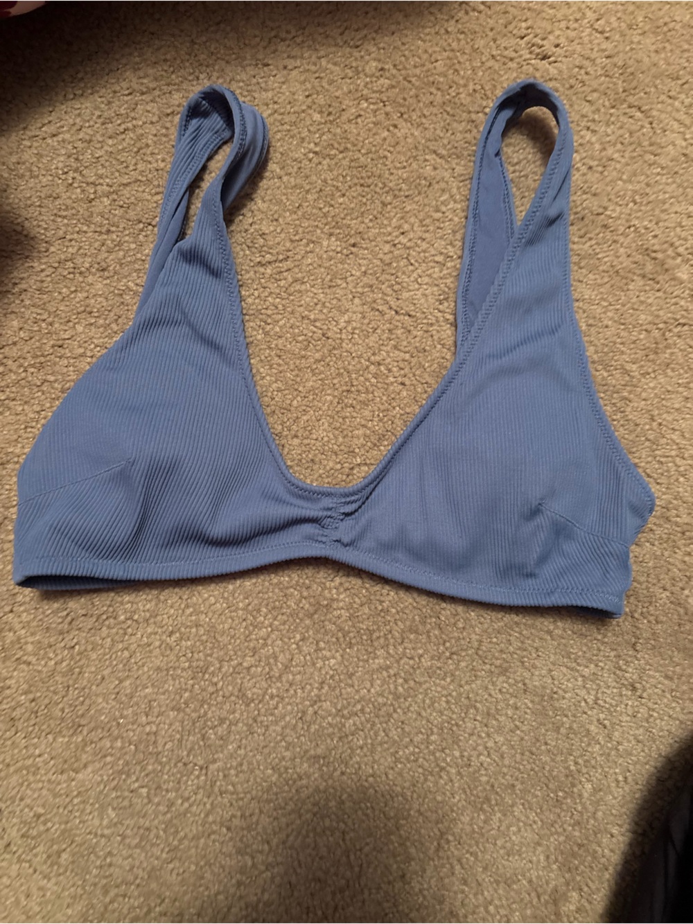 aerie Ribbed Light Blue Scoop Bikini Top